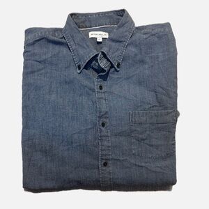 Peter Millar Men's Size XL Indigo Tamworth Chambray Cotton-Stretch Sport Shirt